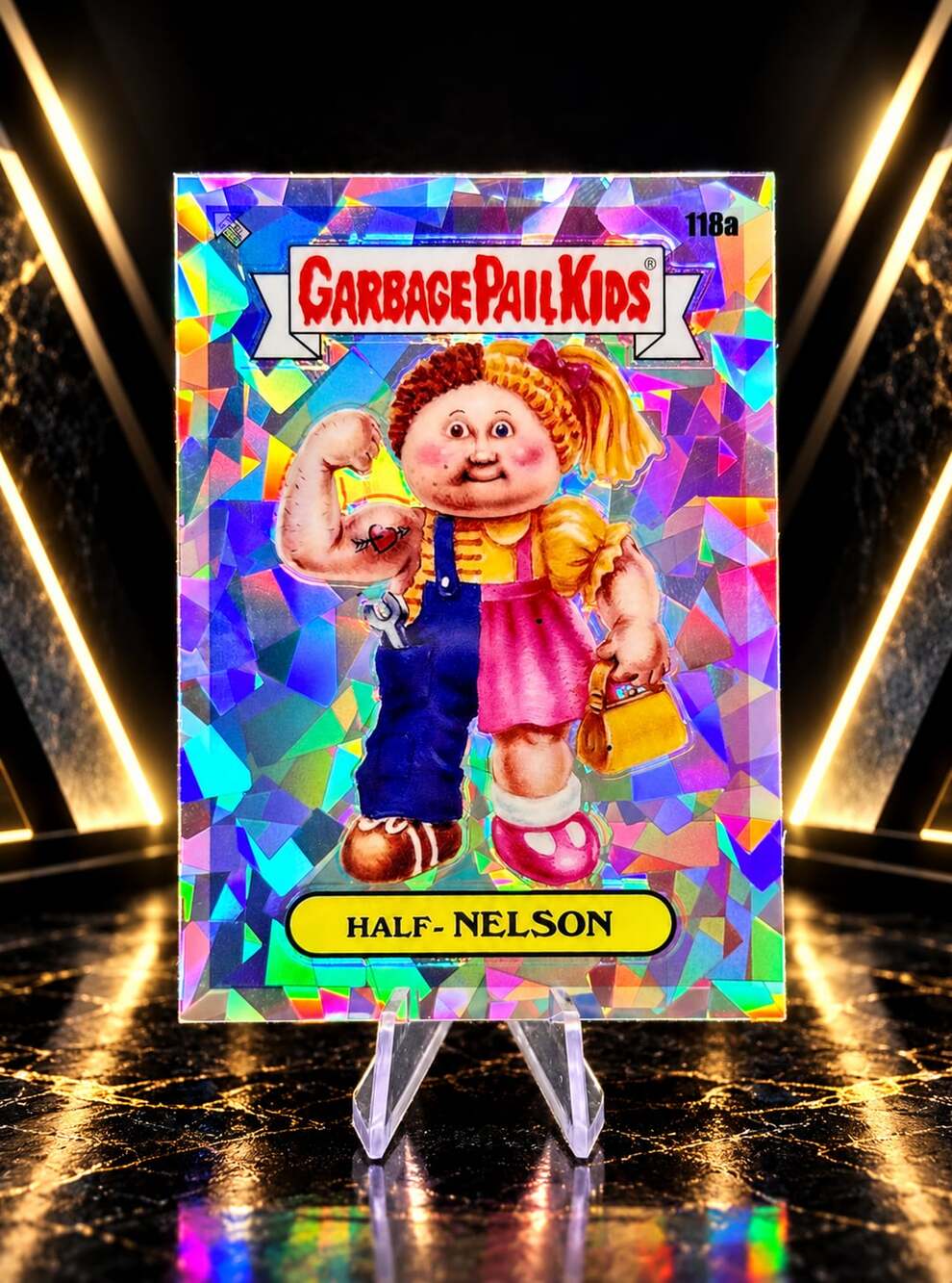 RARE Garbage Pail Kids Half-Nelson 118a Refractor Trading Card Topps Collectible